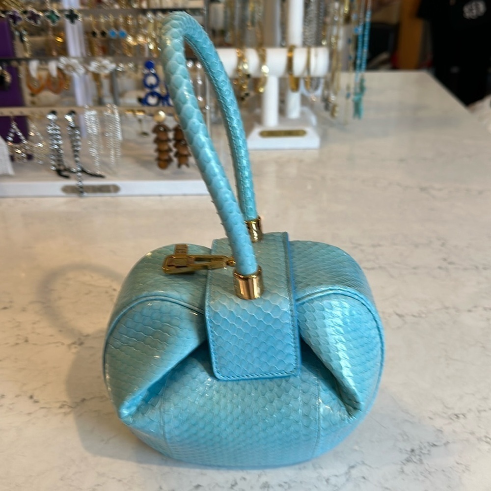 Rare Authentic Gabriela Hearst turquoise snake skin Nina mini Bag